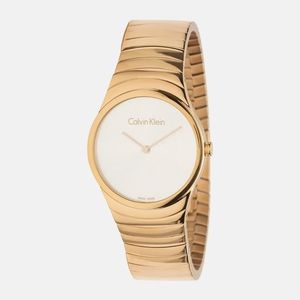 NEW women's Calvin Klein gold-tone watch with silver dial